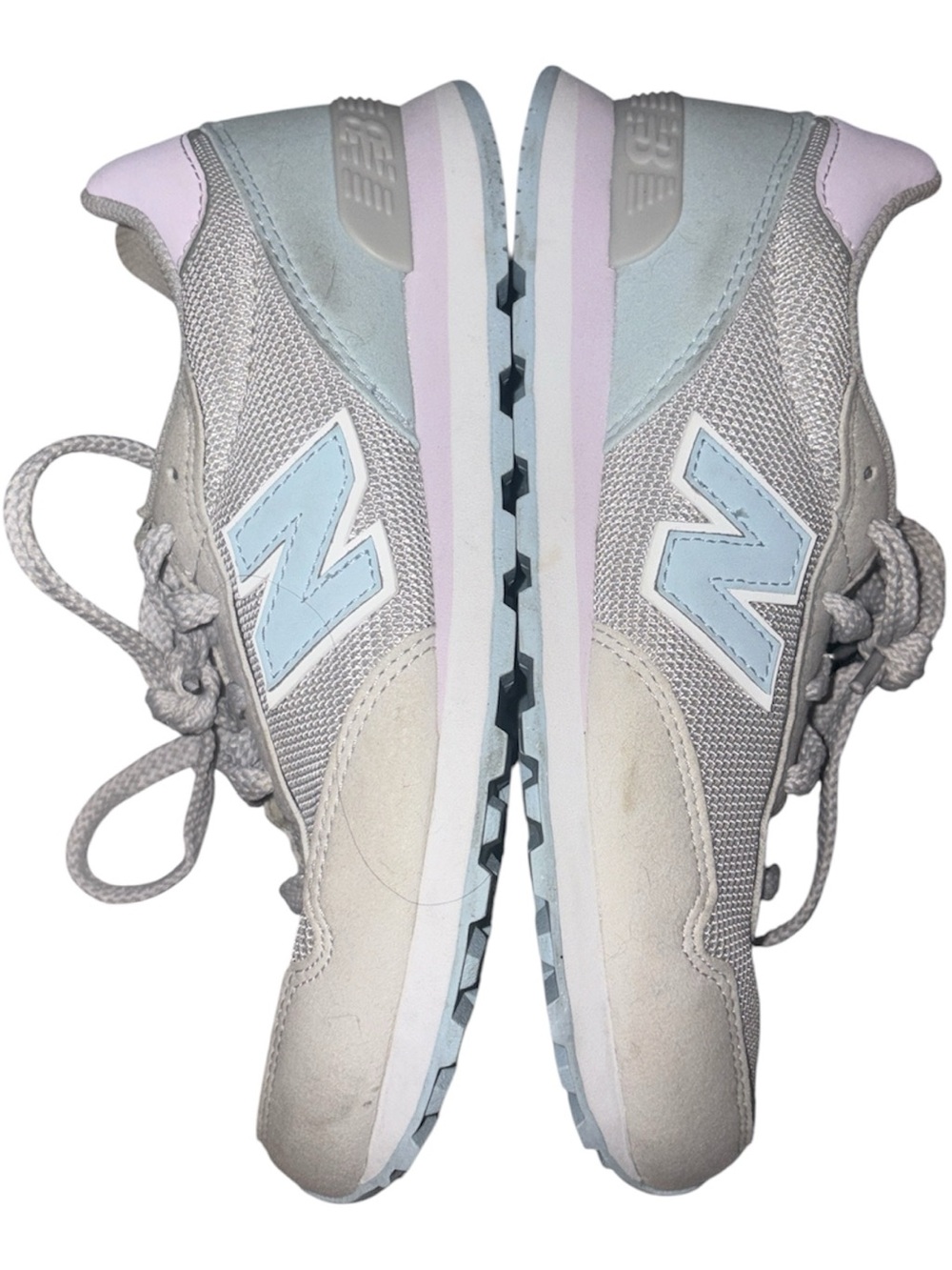 New Balance Kids Beige and Light Gray Lace-Up Sneakers - Picture 3 of 5